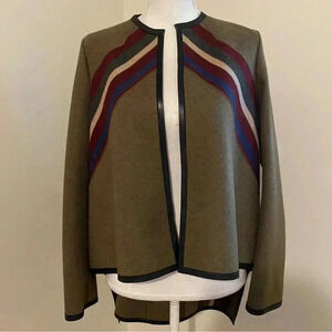 Derek Lam Racing Stripe Virgin Wool Caped Jacket Sz 0